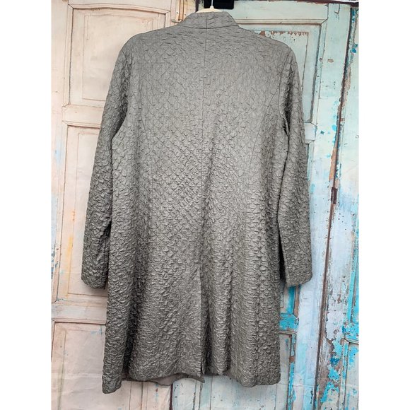 Eileen Fisher Womans Small Crinkle Jacket Pockets Magnetic Snap Closure Gray Sag - Picture 9 of 12